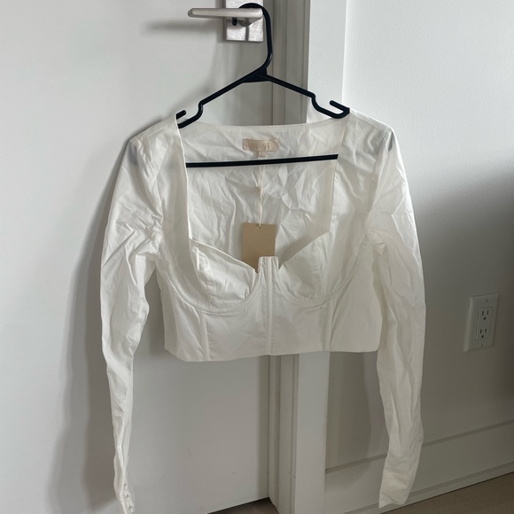 White Meshki long sleeve corset crop top - Picture 3 of 5